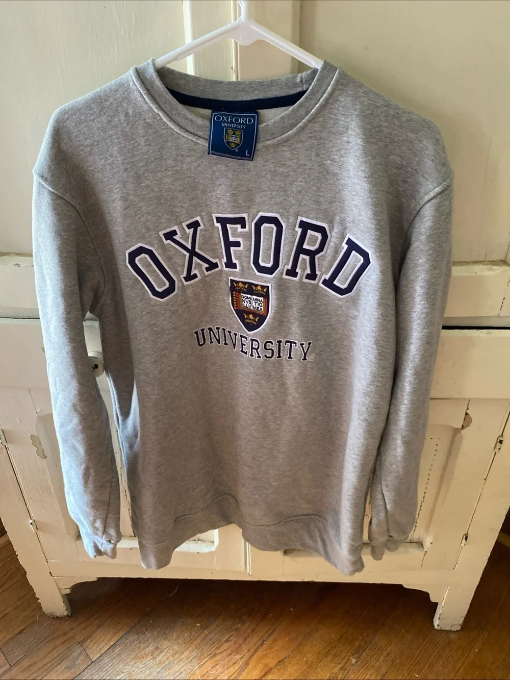 Oxford Gray Crewneck with Navy Lettering
